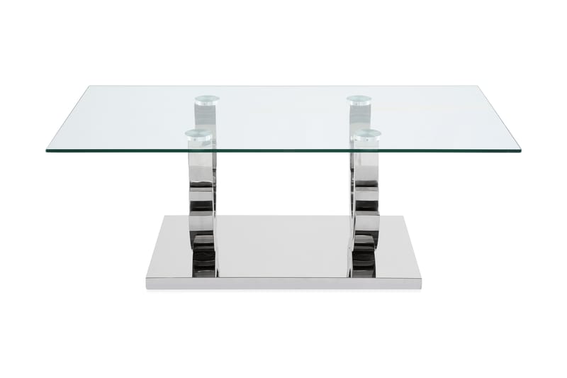 Natear Sofabord 130 cm - Rostfritt Stål/Glass - Sofabord