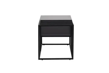 Natsumi 90 cm Rektangulært Sofabord med Skuffer i Metall med Glassplate - Sort - Møbler - Bord - Sofabord