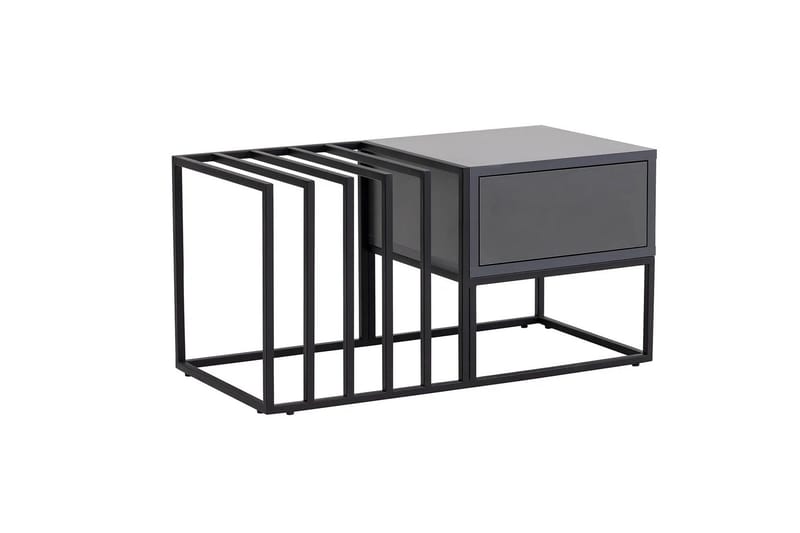 Natsumi 90 cm Rektangulært Sofabord med Skuffer i Metall med Glassplate - Sort - Møbler - Bord - Sofabord