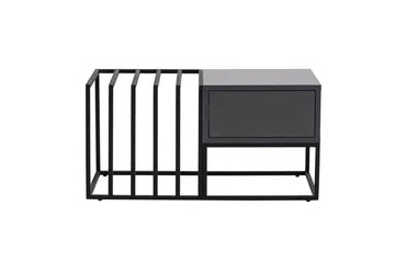 Natsumi 90 cm Rektangulært Sofabord med Skuffer i Metall med Glassplate - Sort - Møbler - Bord - Sofabord