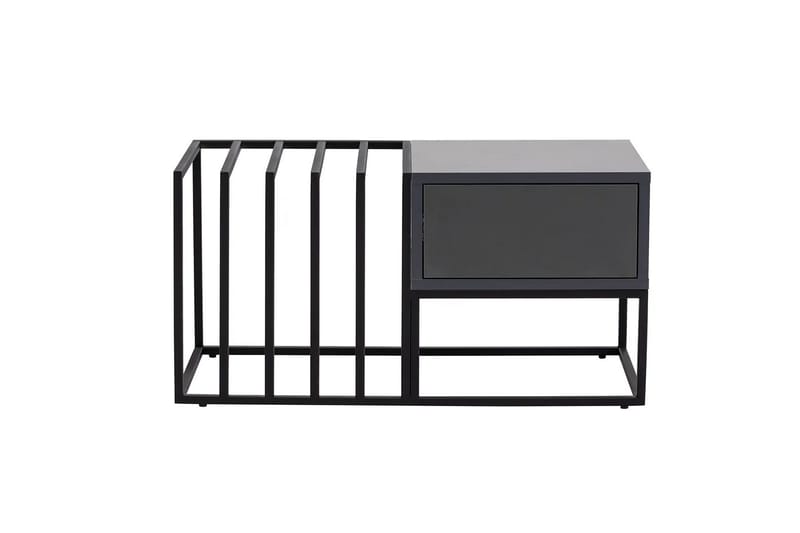 Natsumi 90 cm Rektangulært Sofabord med Skuffer i Metall med Glassplate - Sort - Møbler - Bord - Sofabord