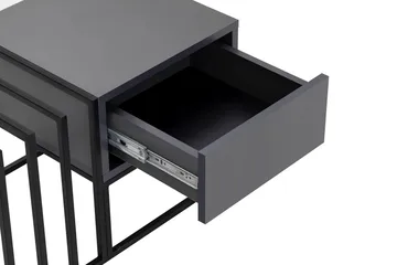 Natsumi 90 cm Rektangulært Sofabord med Skuffer i Metall med Glassplate - Sort - Møbler - Bord - Sofabord