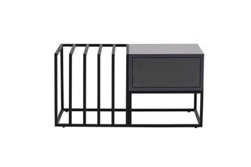 Natsumi 90 cm Rektangulært Sofabord med Skuffer i Metall med Glassplate - Svart - Møbler - Bord - Sofabord