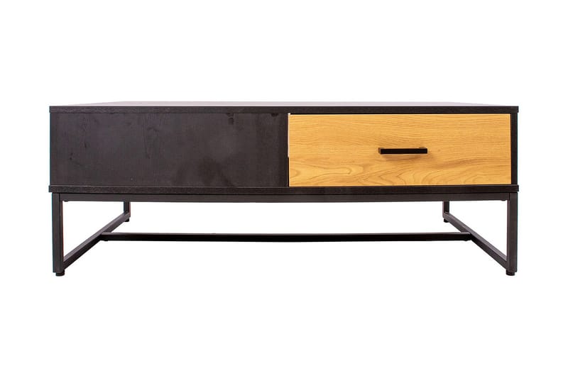 Nauerna Sofabord 110 cm med Oppbevaring 2 Skuffer - Eikefarge/Svart - Møbler - Bord - Sofabord