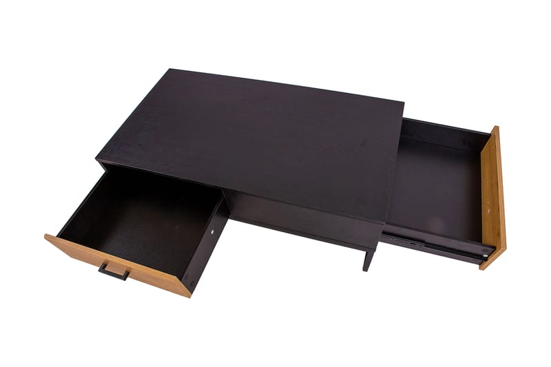 Nauerna Sofabord 110 cm med Oppbevaring 2 Skuffer - Eikefarge/Svart - Møbler - Bord - Sofabord