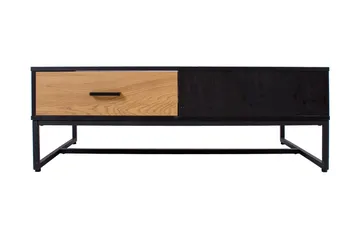 Nauerna Sofabord 110 cm med Oppbevaring 2 Skuffer - Eikefarge/Svart - Møbler - Bord - Sofabord