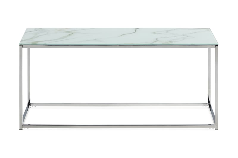 Nelly Sofabord 100 cm Marmormønster - Glass/Hvit/Krom - Møbler - Bord - Sofabord