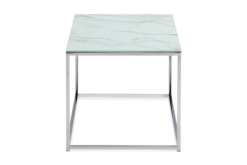 Nelly Sofabord 100 cm Marmormønster - Glass/Hvit/Krom - Møbler - Bord - Sofabord