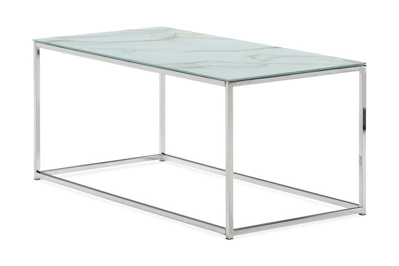 Nelly Sofabord 100 cm Marmormønster - Glass/Hvit/Krom - Møbler - Bord - Sofabord