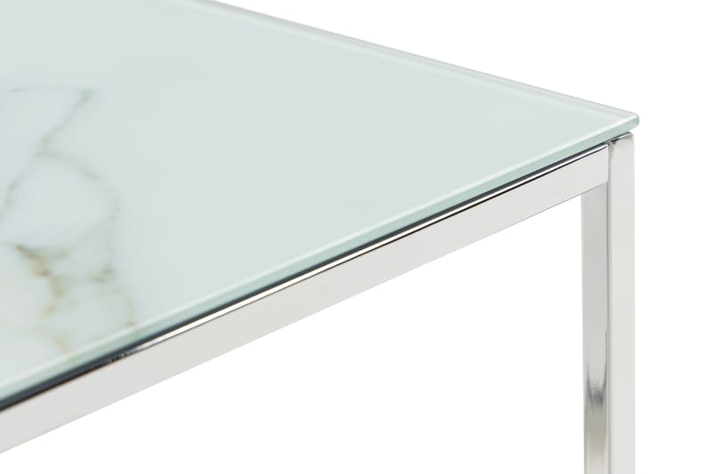 Nelly Sofabord 100 cm Marmormønster - Glass/Hvit/Krom - Møbler - Bord - Sofabord