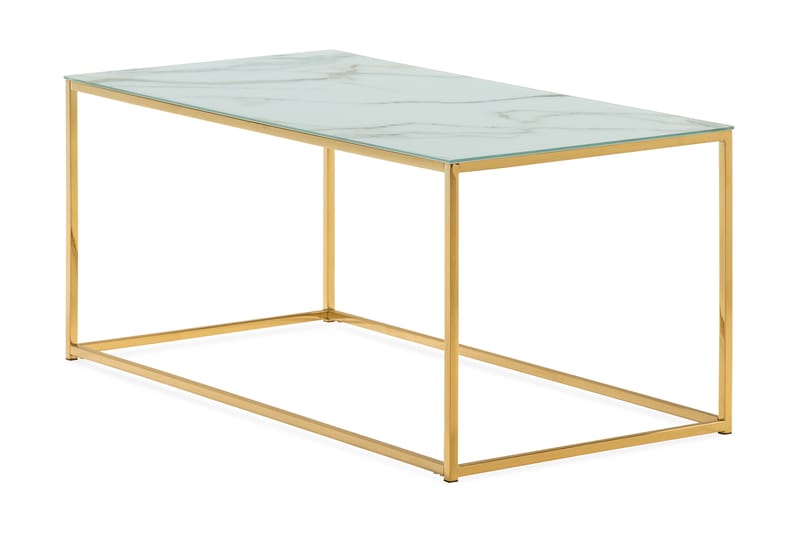 Nelly Sofabord 100 cm Marmormønster - Glass/Hvit/Messing - Møbler - Bord - Sofabord