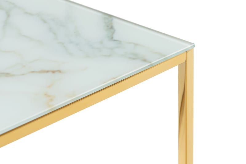 Nelly Sofabord 100 cm Marmormønster - Glass/Hvit/Messing - Møbler - Bord - Sofabord