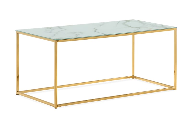 Nelly Sofabord 100 cm Marmormønster - Glass/Hvit/Messing - Møbler - Bord - Sofabord