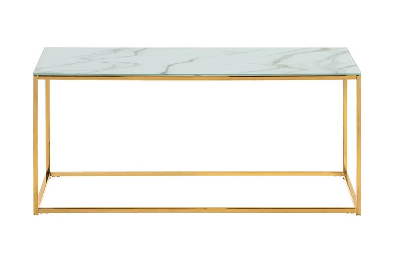 Nelly Sofabord 100 cm Marmormønster - Glass/Hvit/Messing - Møbler - Bord - Sofabord