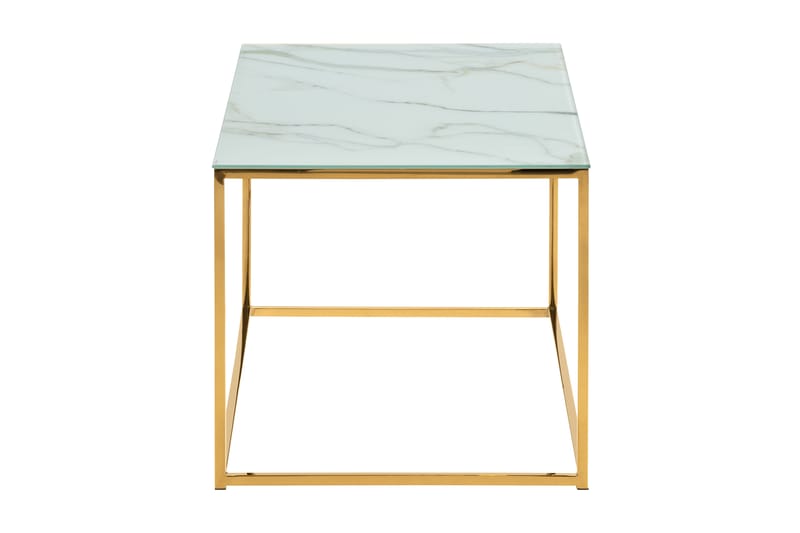 Nelly Sofabord 100 cm Marmormønster - Glass/Hvit/Messing - Møbler - Bord - Sofabord