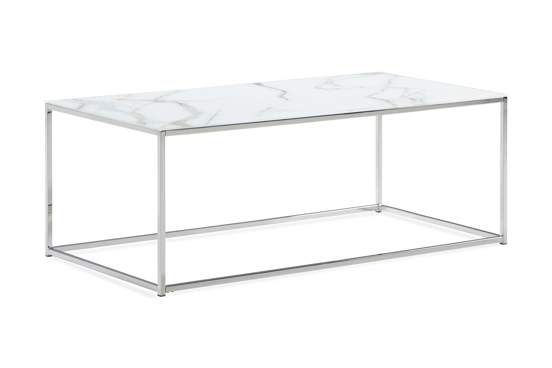 Nelly Sofabord 120 cm Marmormønster - Glass/Hvit/Krom - Møbler - Bord - Sofabord