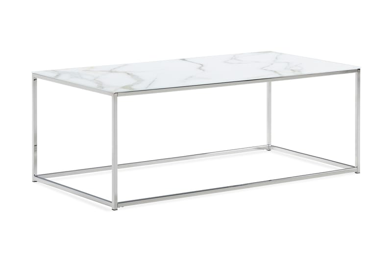 Nelly Sofabord 120 cm Marmormønster - Glass/Hvit/Krom - Møbler - Bord - Sofabord