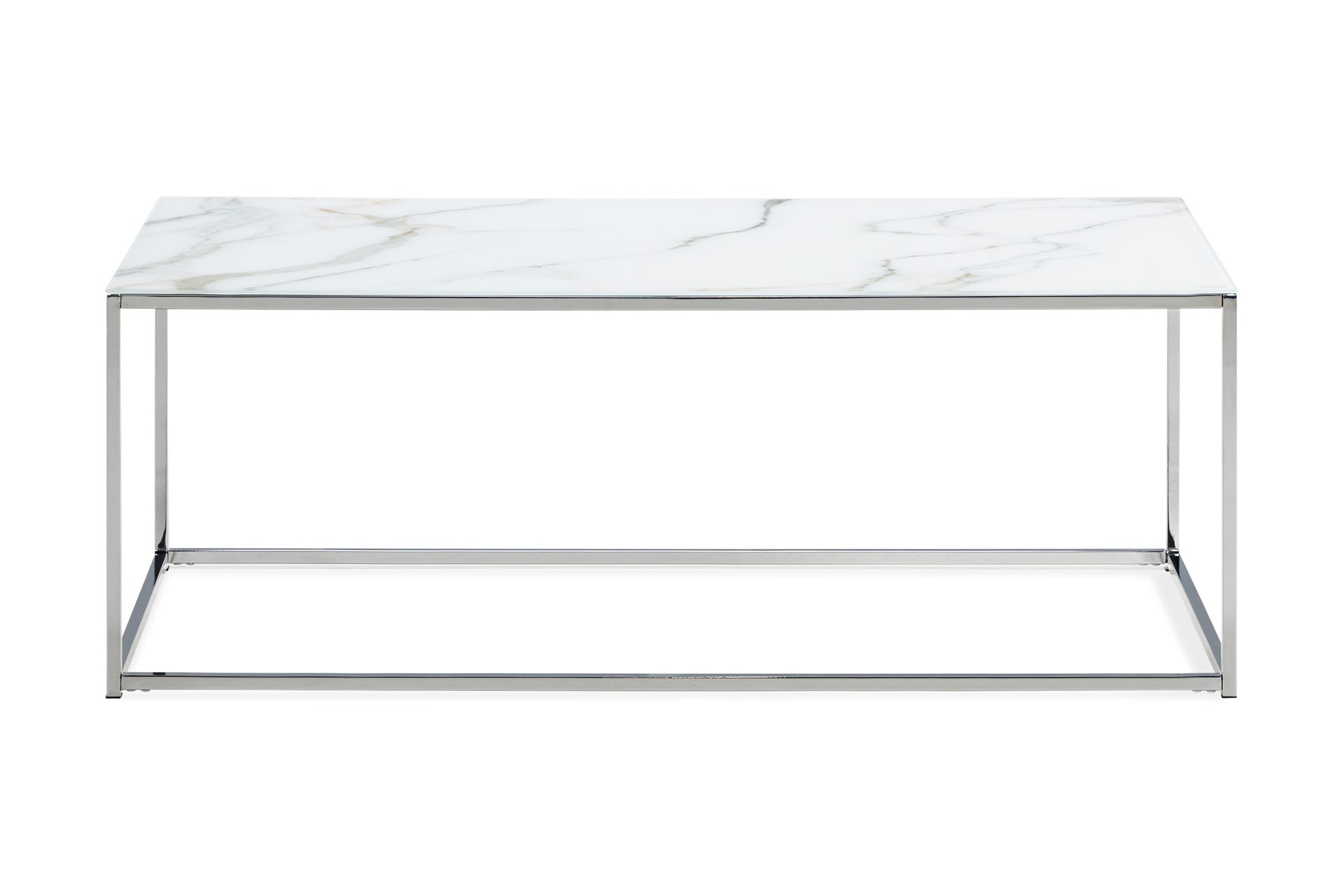 Nelly Sofabord 120 cm Marmormønster - Glass/Hvit/Krom - Møbler - Bord - Sofabord