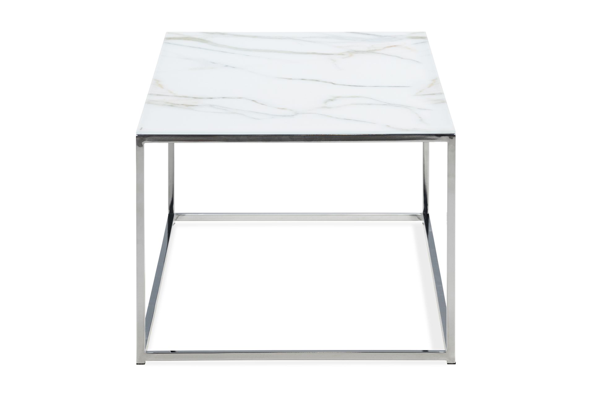 Nelly Sofabord 120 cm Marmormønster - Glass/Hvit/Krom - Møbler - Bord - Sofabord