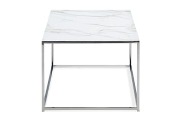 Nelly Sofabord 120 cm Marmormønster - Glass/Hvit/Krom - Møbler - Bord - Sofabord