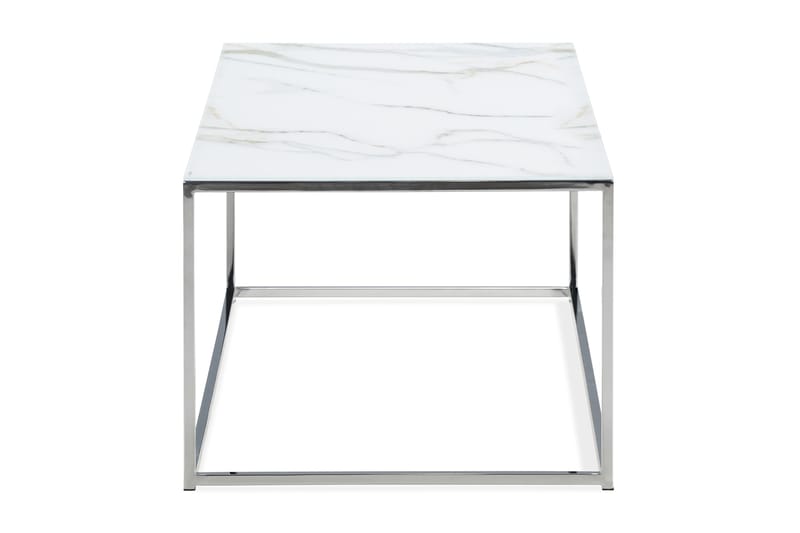 Nelly Sofabord 120 cm Marmormønster - Glass/Hvit/Krom - Møbler - Bord - Sofabord