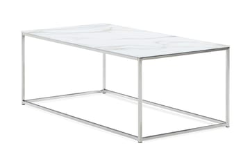 Nelly Sofabord 120 cm Marmormønster - Glass/Hvit/Krom - Møbler - Bord - Sofabord