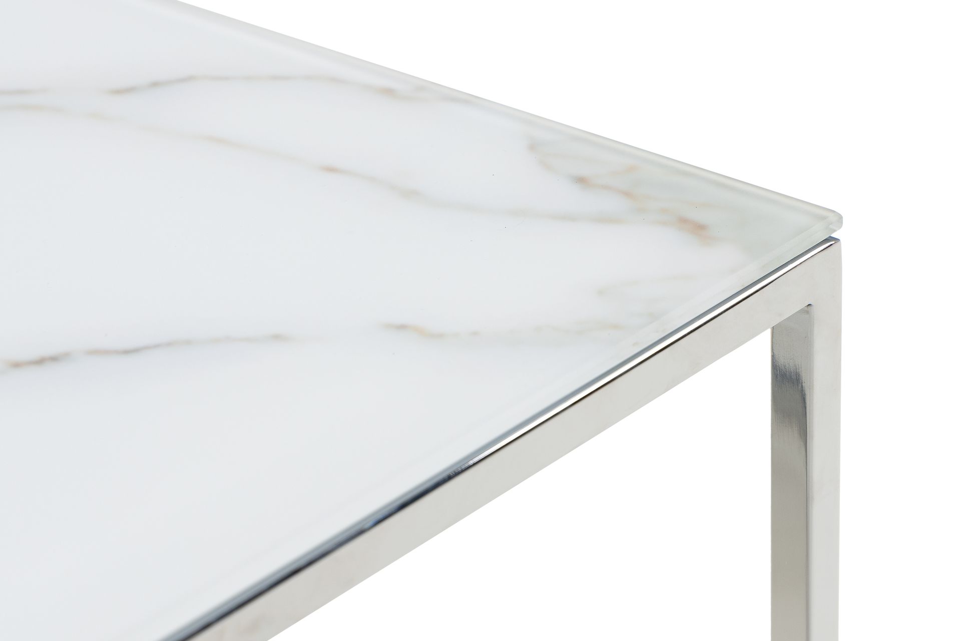 Nelly Sofabord 120 cm Marmormønster - Glass/Hvit/Krom - Møbler - Bord - Sofabord