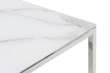 Nelly Sofabord 120 cm Marmormønster - Glass/Hvit/Krom - Møbler - Bord - Sofabord
