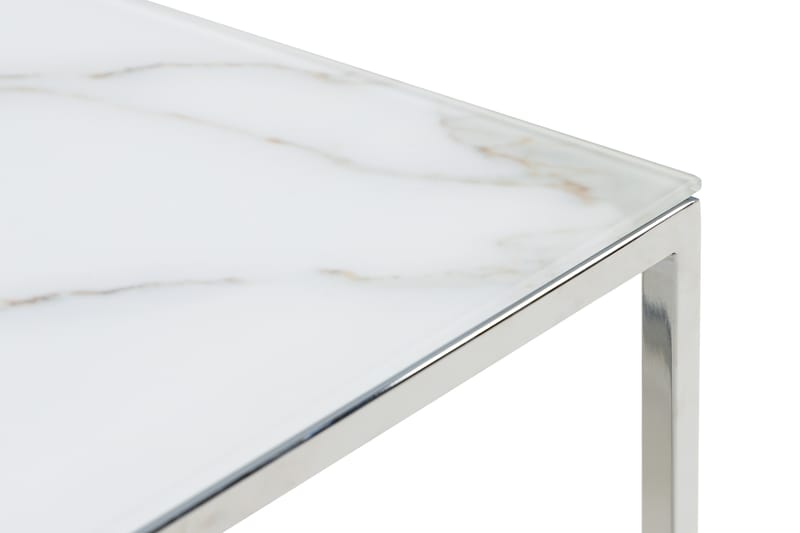 Nelly Sofabord 120 cm Marmormønster - Glass/Hvit/Krom - Møbler - Bord - Sofabord