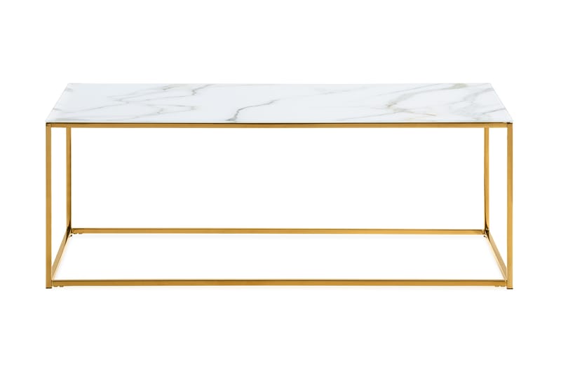 Nelly Sofabord 120 cm Marmormønster - Glass/Hvit/Messing - Møbler - Bord - Sofabord