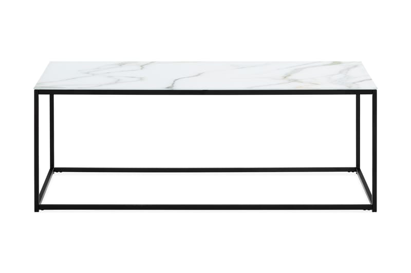 Nelly Sofabord 120 cm Marmormønster - Glass/Hvit/Svarta Ben - Møbler - Bord - Sofabord