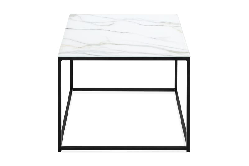 Nelly Sofabord 120 cm Marmormønster - Glass/Hvit/Svarta Ben - Møbler - Bord - Sofabord