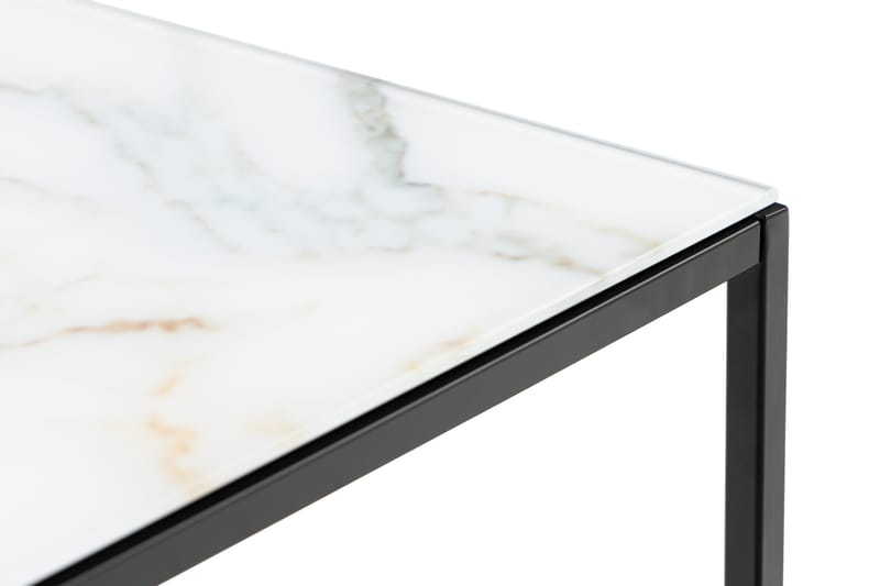 Nelly Sofabord 120 cm Marmormønster - Glass/Hvit/Svarta Ben - Møbler - Bord - Sofabord