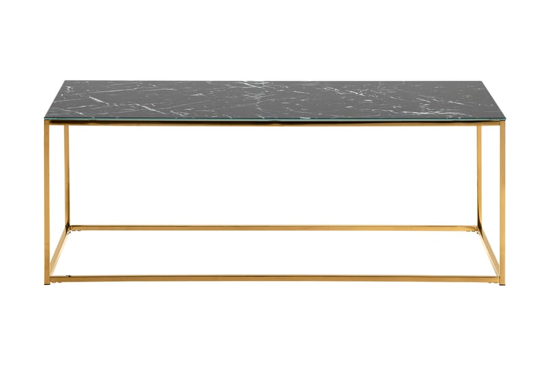 Nelly Sofabord 120 cm Marmormønster - Glass/Svart/Messing - Møbler - Bord - Sofabord
