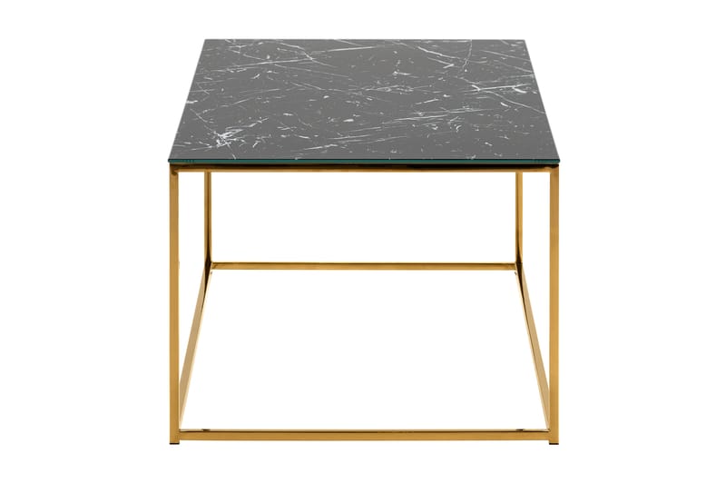 Nelly Sofabord 120 cm Marmormønster - Glass/Svart/Messing - Møbler - Bord - Sofabord