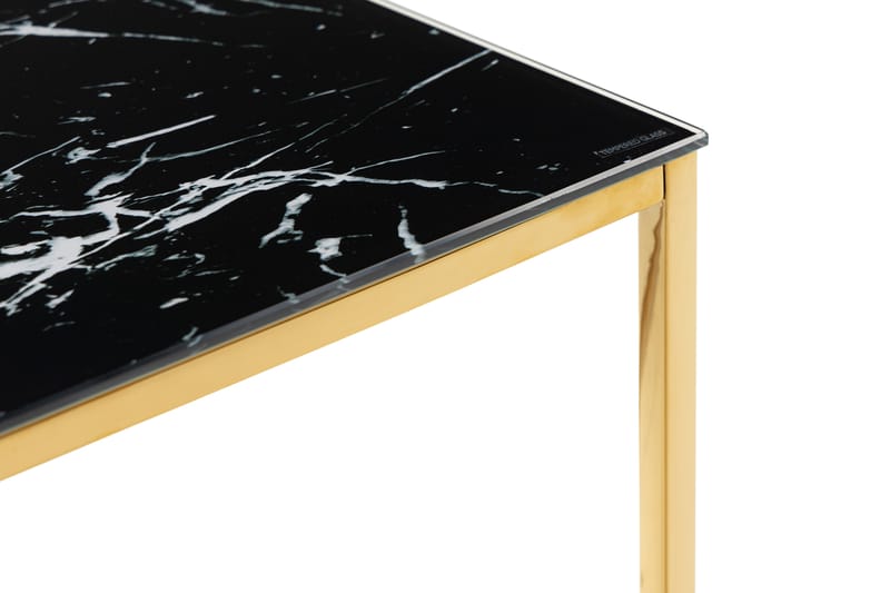 Nelly Sofabord 120 cm Marmormønster - Glass/Svart/Messing - Møbler - Bord - Sofabord