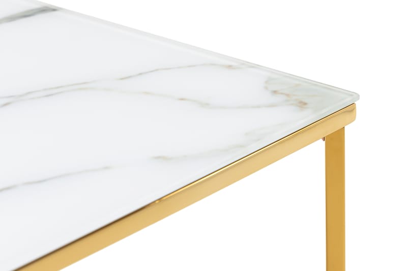 Nelly Sofabord 80 cm Marmormønster - Glass/Hvit/Messing - Møbler - Bord - Sofabord