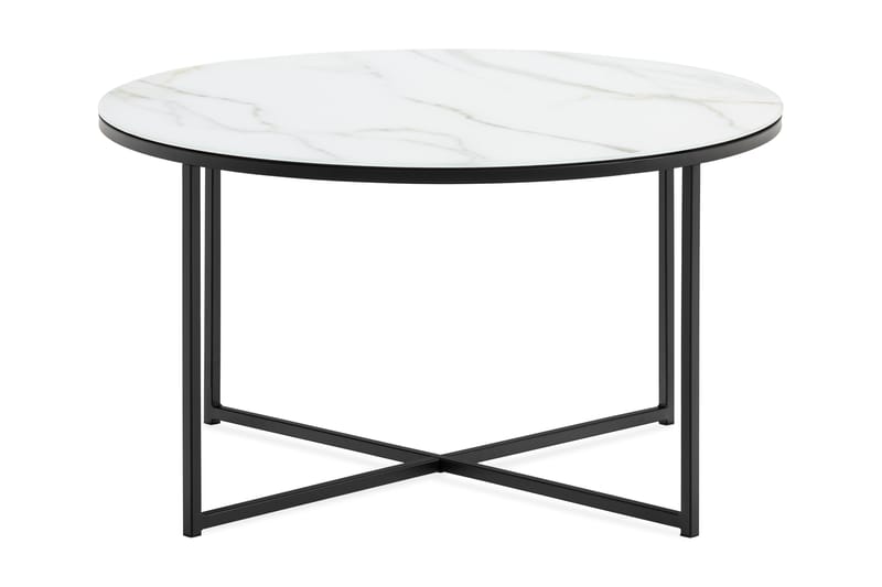Nelly Sofabord 80 cm Rundt Marmormønster - Hvit/Svart - Møbler - Bord - Sofabord
