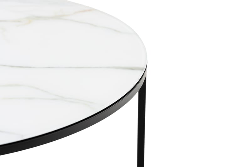 Nelly Sofabord 80 cm Rundt Marmormønster - Hvit/Svart - Møbler - Bord - Sofabord
