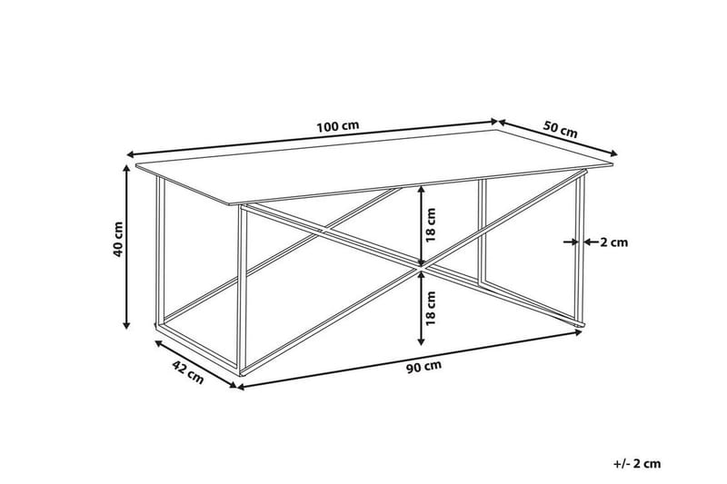 Nod Sofabord 100 cm Marmormønster - Hvit/Sølv - Sofabord