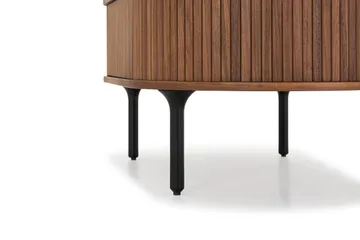 Noira ovalt sofabord 118x60 cm i tre med valnøttutseende og ribbede skuffer - Brun - Møbler - Bord - Sofabord