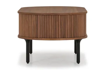 Noira ovalt sofabord 118x60 cm i tre med valnøttutseende og ribbede skuffer - Brun - Møbler - Bord - Sofabord