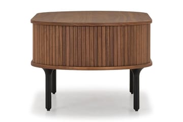 Noira Ovalt Sofabord Massiv Valnøtt 118x60 cm med oppbevaringsskuff - Brun / Mørkebrunt Tre / Ribbet - Møbler - Bord - Sofabord