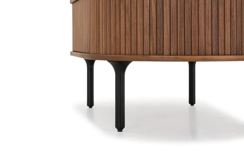 Noira Ovalt Sofabord Valnøtt 118x60 cm med oppbevaringsskuff - Brun / Mørkebrunt Tre / Ribbet - Møbler - Bord - Sofabord