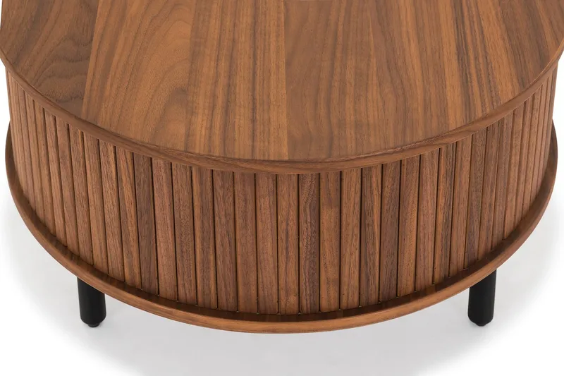 Noira Ovalt Sofabord Valnøtt 118x60 cm med oppbevaringsskuff - Brun / Mørkebrunt Tre / Ribbet - Møbler - Bord - Sofabord