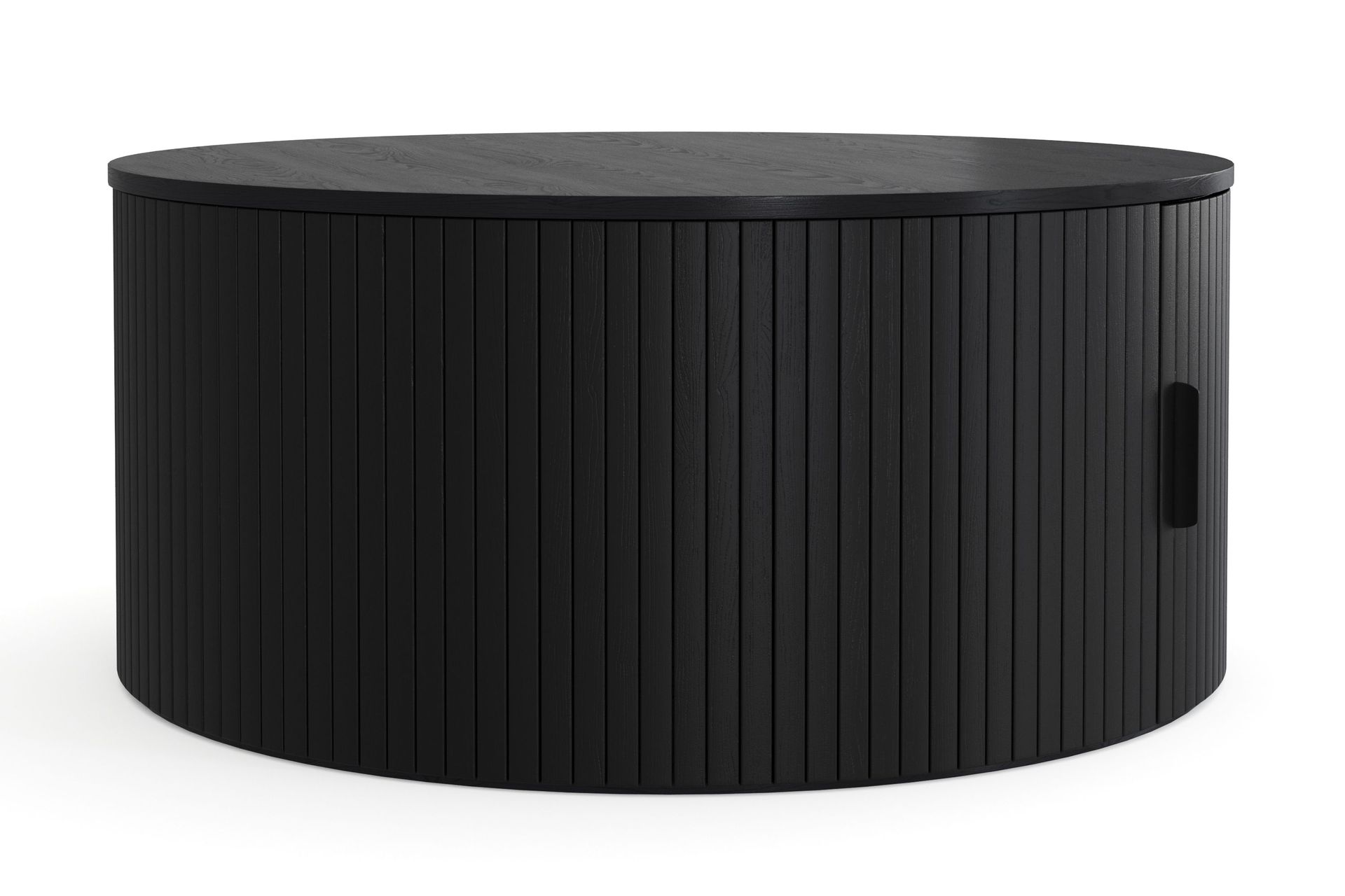 Noira Rundt Sofabord 80 cm med Oppbevaring Ribbet - Svart / Tre