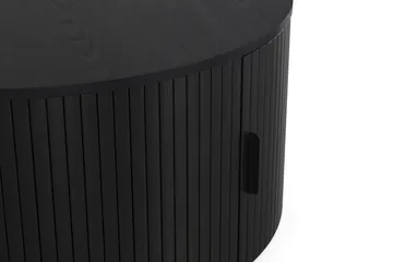 Noira Rundt Sofabord 80 cm med Oppbevaring Ribbet - Svartbeiset eik - Møbler - Bord - Sofabord