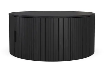 Noira Rundt Sofabord 80 cm med Oppbevaring Ribbet - Svartbeiset eik - Møbler - Bord - Sofabord