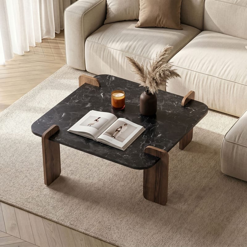 Sofabord Nordure Marais (90 x 35 x 90 cm) Lotus valnøtt - Møbler - Bord - Sofabord