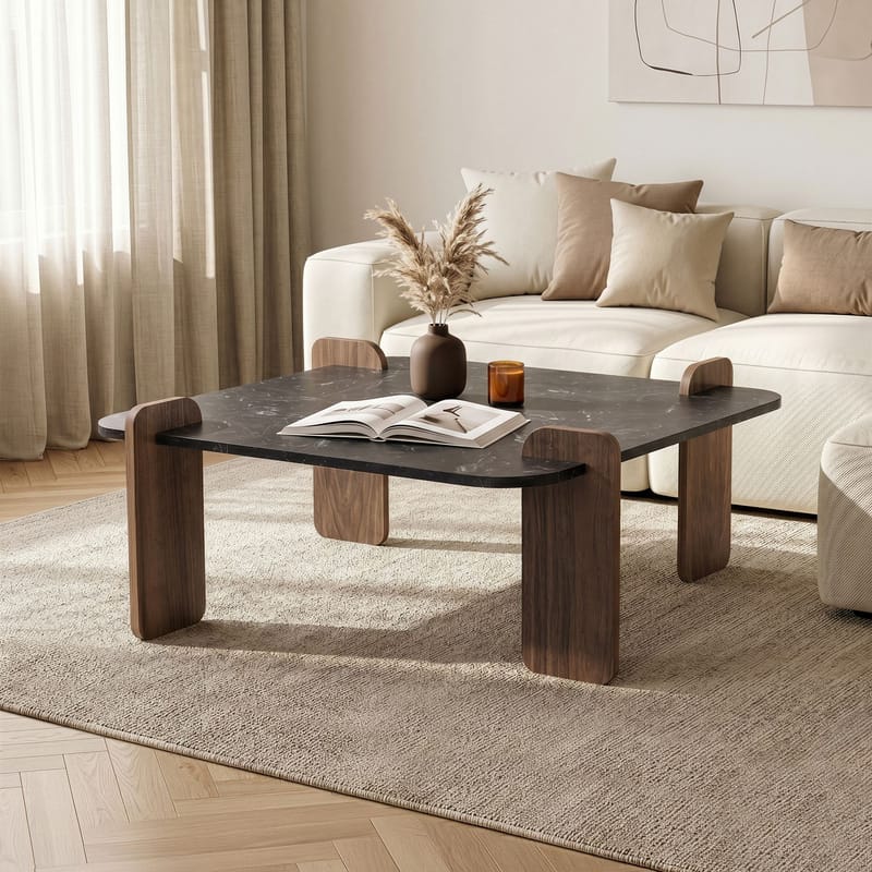Sofabord Nordure Marais (90 x 35 x 90 cm) Lotus valnøtt - Møbler - Bord - Sofabord